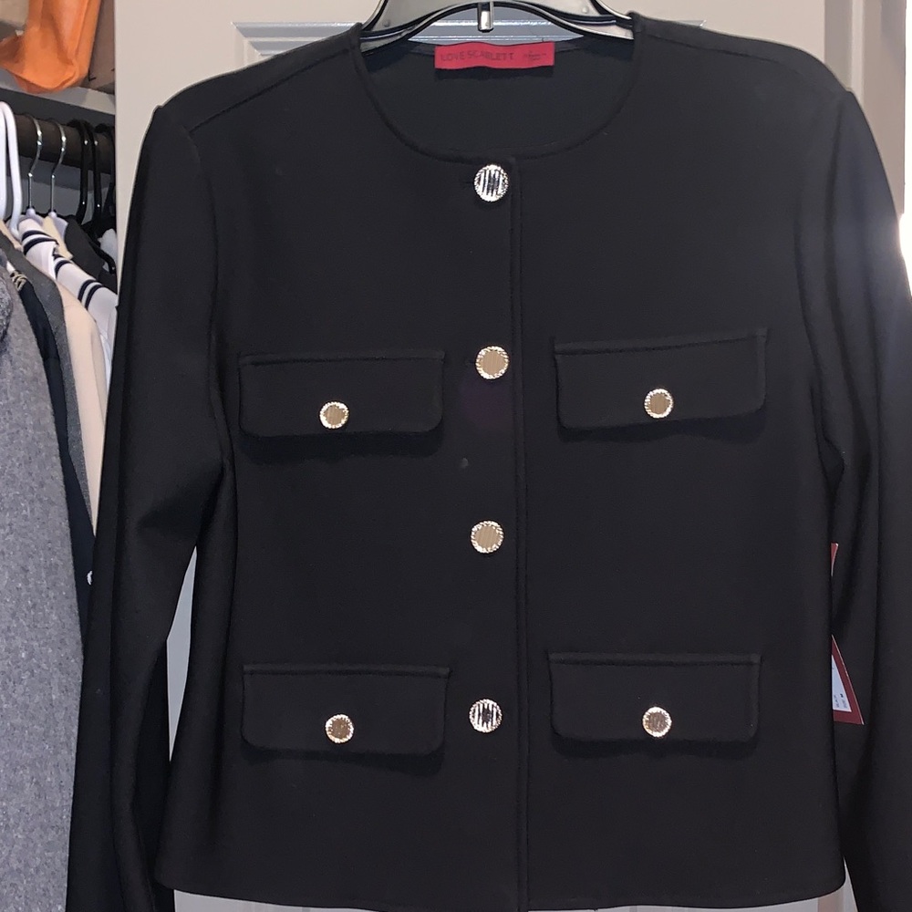 NWT Elegant Black Blazer with Silver Buttons